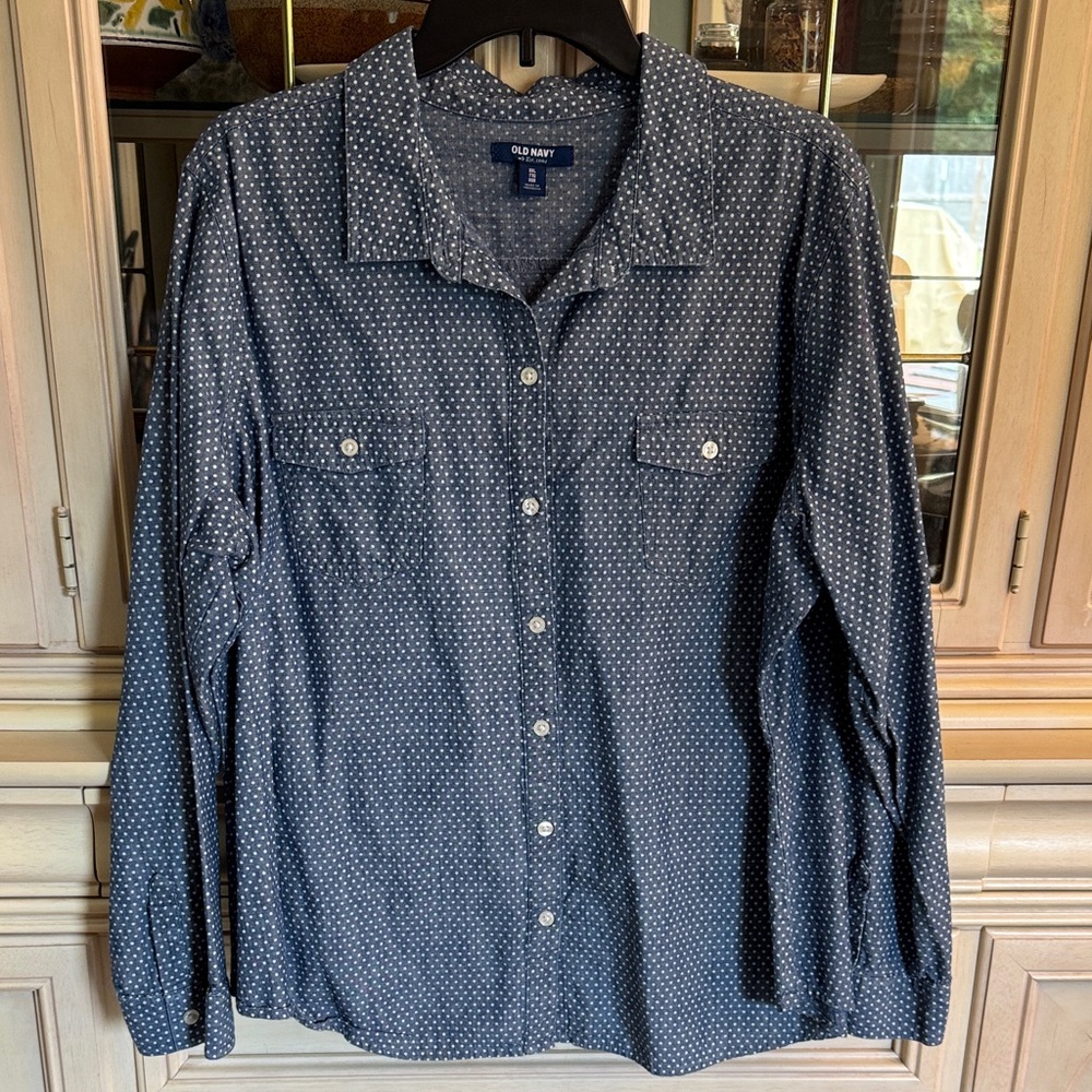 Old Navy Denim Polka Dot Shirt